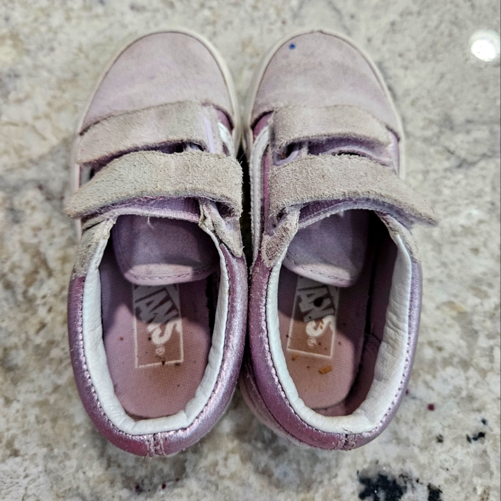 Girls VANS lavender hook and loop sneakers size 10.5